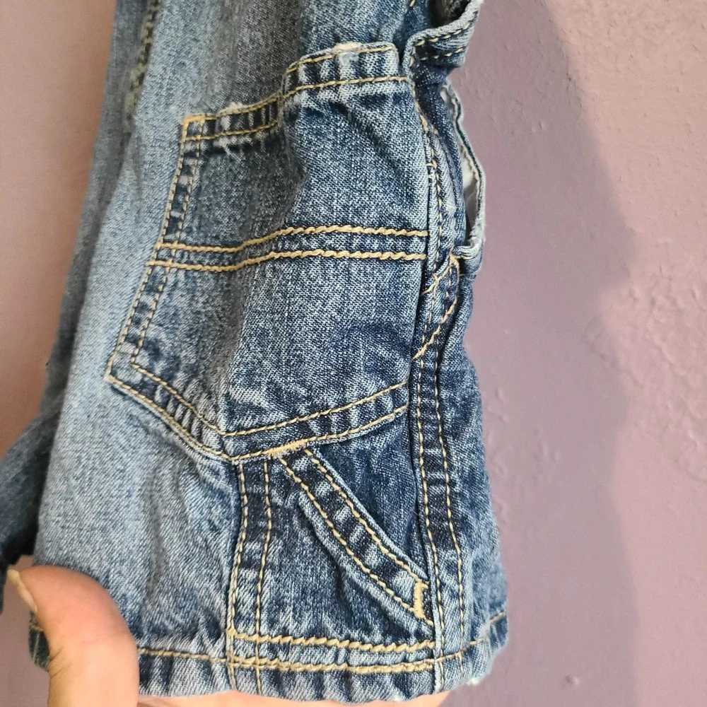OshKosh Bgosh Shortalls Kids 9M Blue Denim Carpenter Vestbak Adjustable Straps
